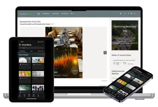 SmartConData-Intranet auf Laptop, Tablet und Smartphone